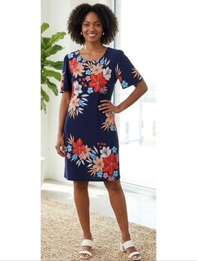 Alexandra + Oak Floral Sheath Dress Navy Size M